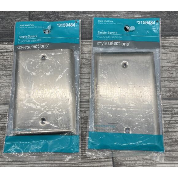 2 Style Selections #3159484 Satin Nickel Simple Square Blank Wall Plate Covers - Picture 1 of 9